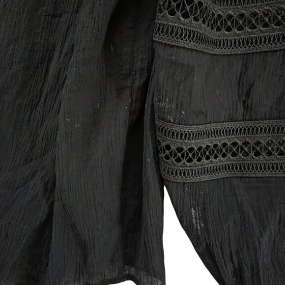 Express Square Neck Blouse Womens Black Long Balloon Sleeve Pullover Top Size S - Picture 10 of 10